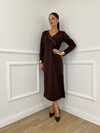 Abito Crepe Pizzo 55743 Marrone