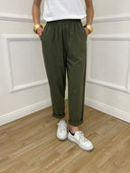 Pantalone Baggy Viscosa 2815 Verde Militare