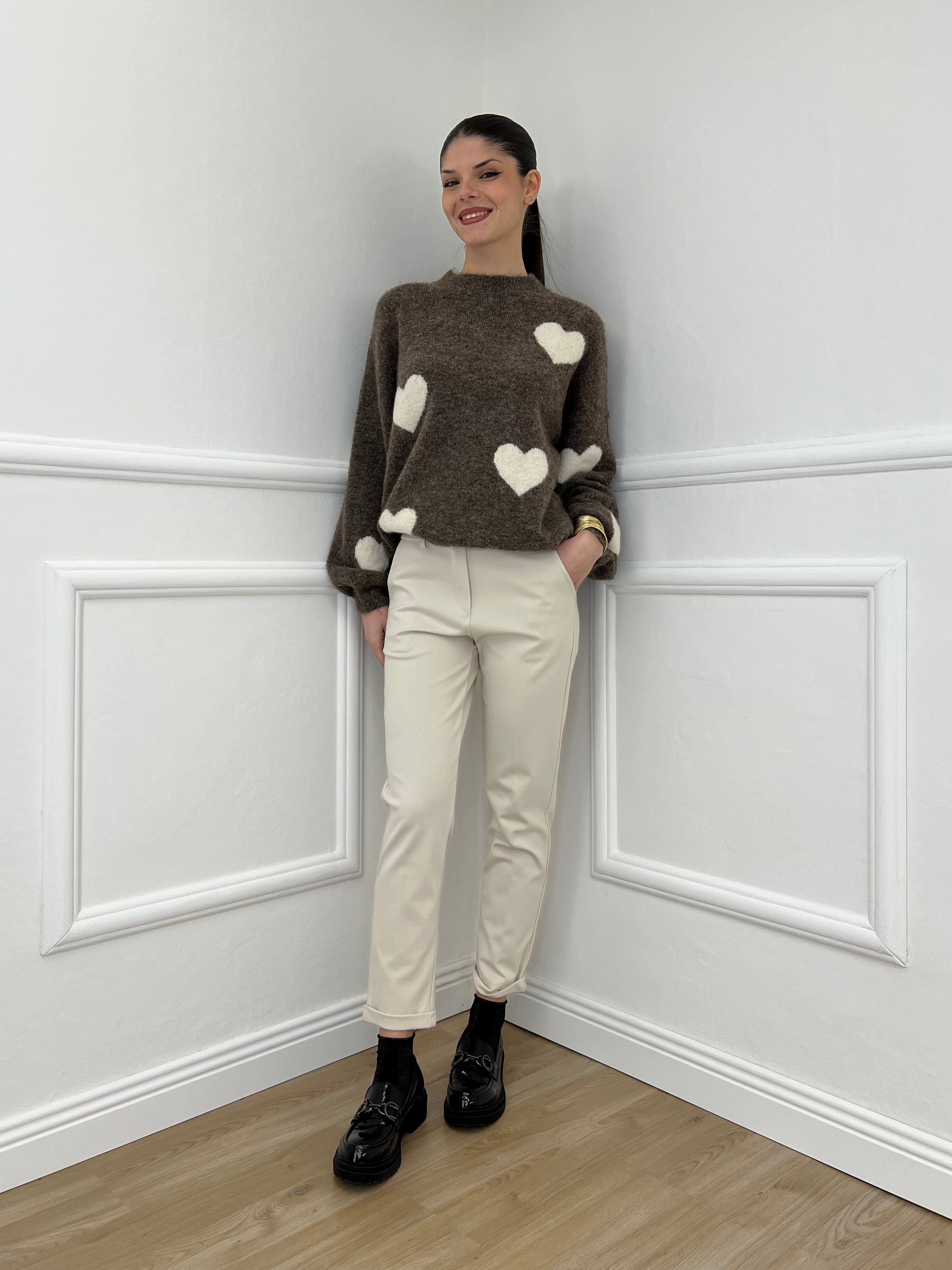 Maglia Shetland Cuori 2405 Moro