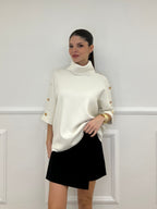 Maglia Bottoni Pipistrello 261124 Panna