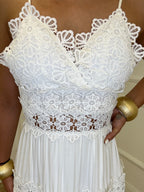 Abito Inserti Macramè 18085 Bianco