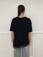 T-shirt Asimmetrica Con Pizzo 2824 Nero