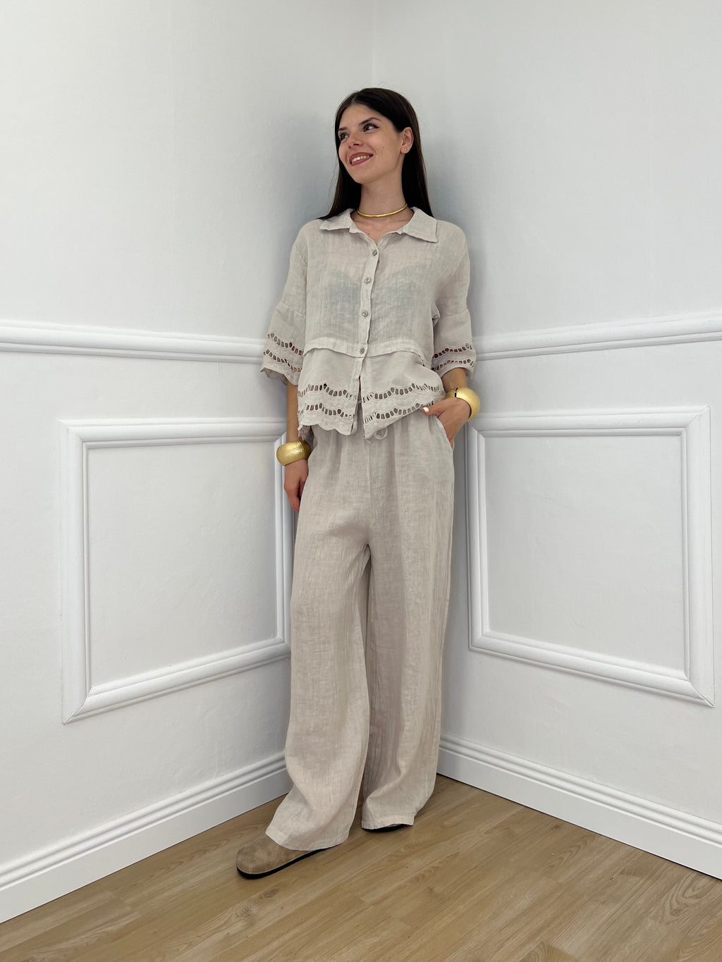 Pantalone Palazzo Lino I586 Beige