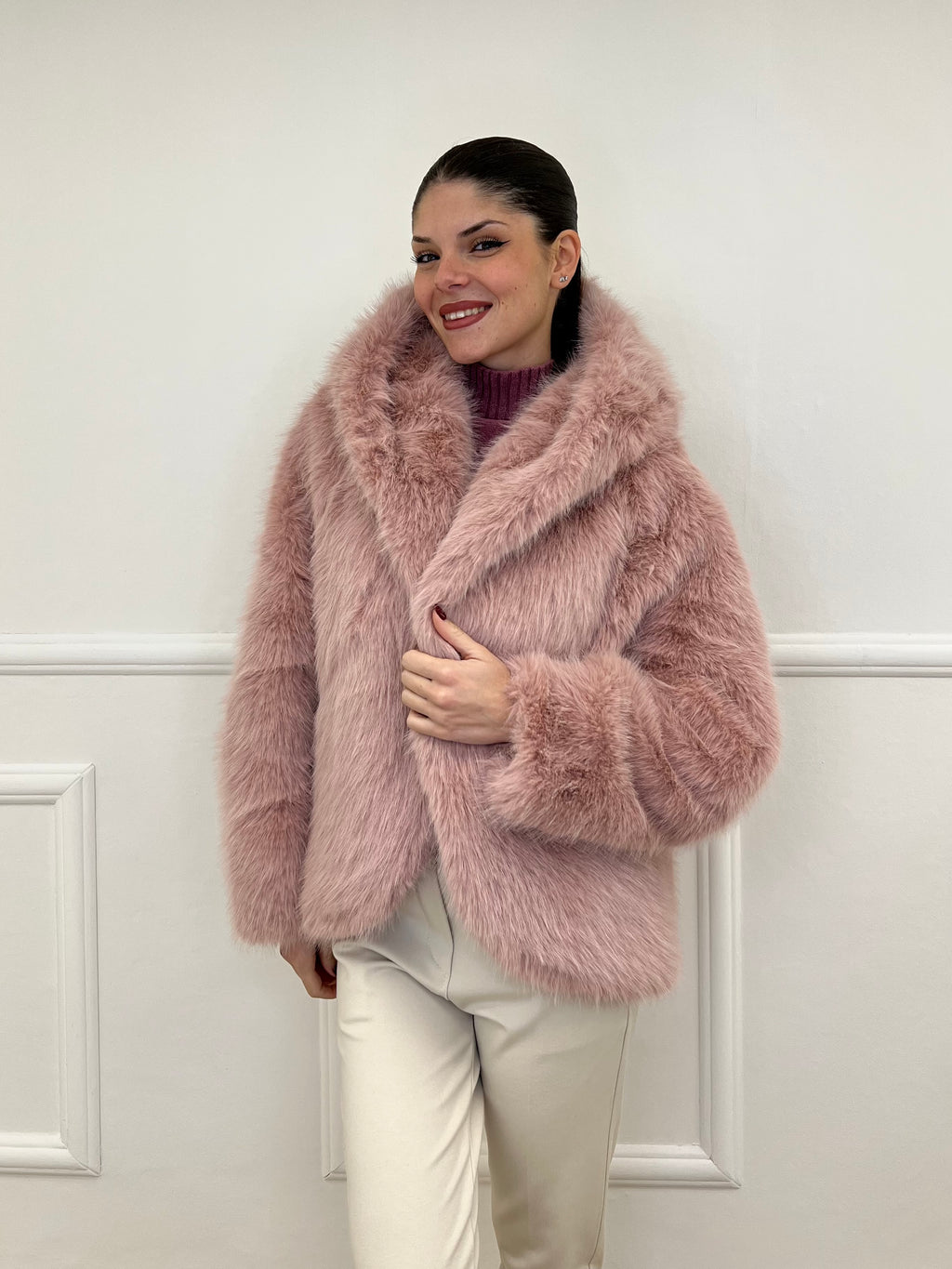 Pelliccia Cappuccio 9422 Rosa