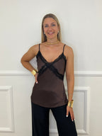 Top In Raso Con Pizzo 80228 Moro