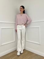 Pantalone Flare Cintura 26513 Bianco