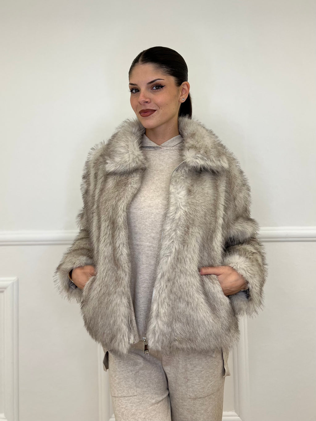 Pelliccia Zip C058 Ecru