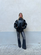 Bomber Ecopelle Martellata F01 Nero