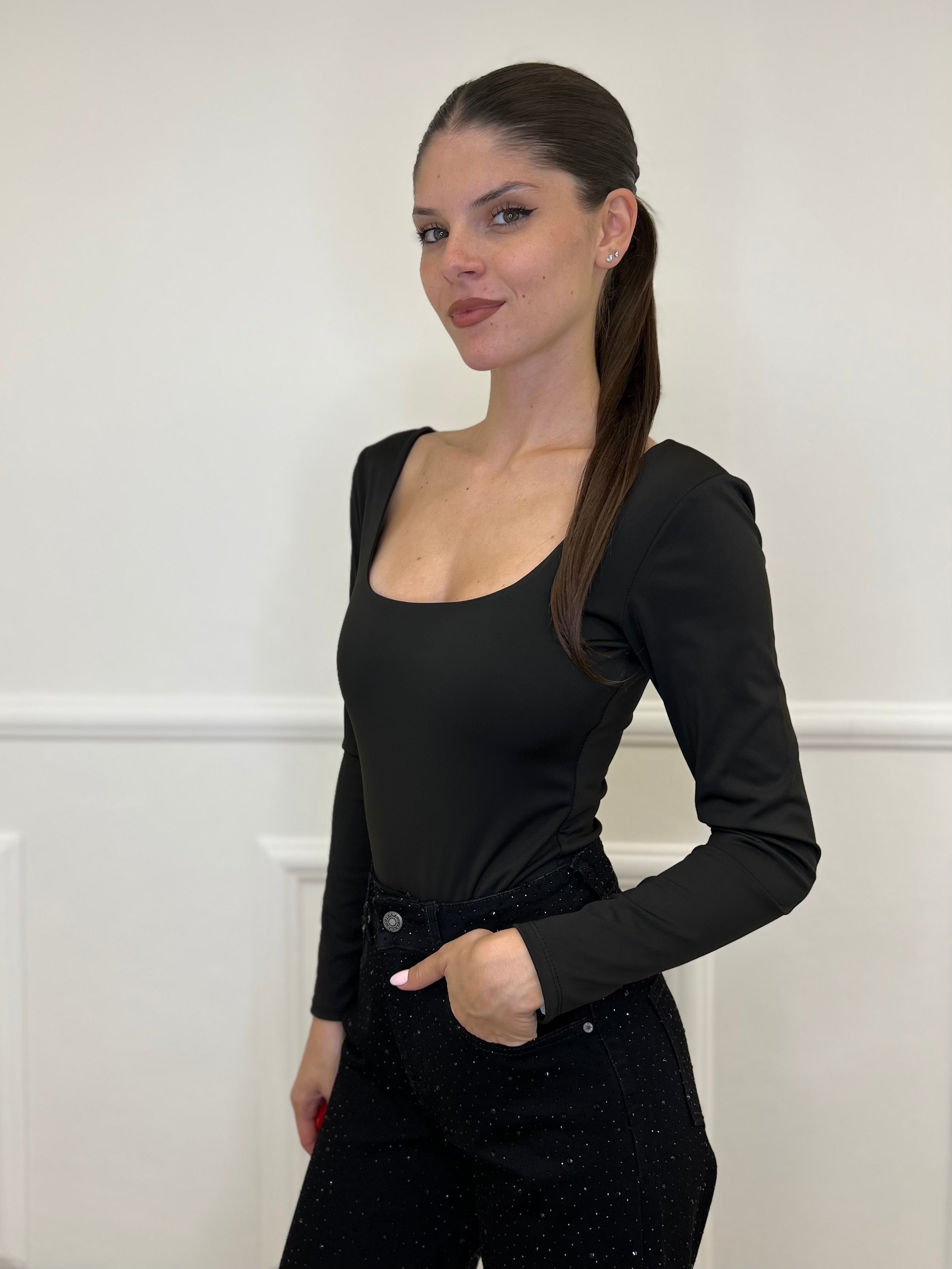 Body Quadrato 6734 Nero - Bazar Abbigliamento