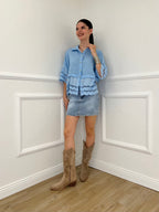 Camicia Lino Maniche Sangallo 1788 Azzurro