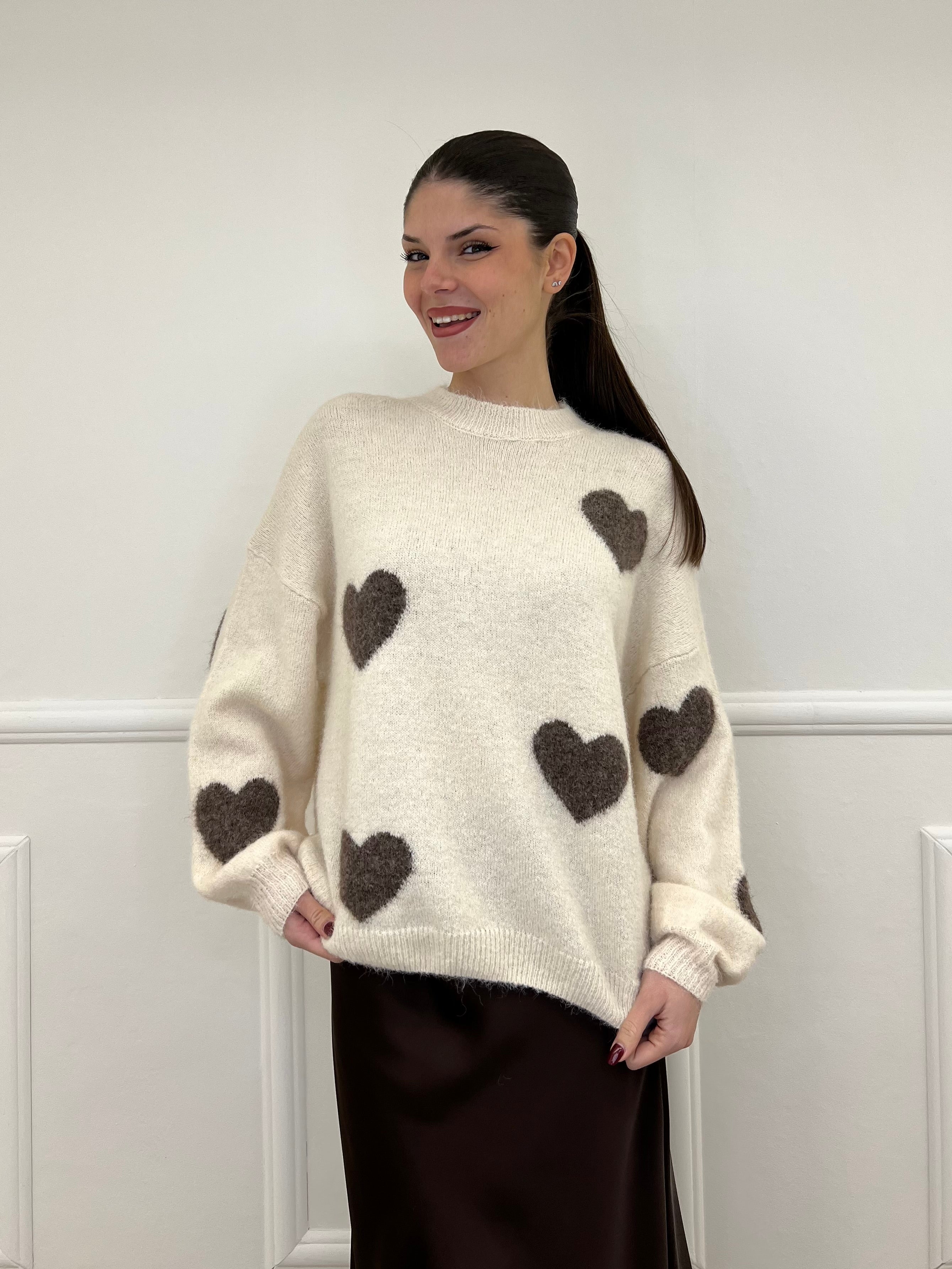Maglia Shetland Cuori 2405 Ecru