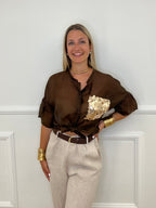Camicia Tasca Paillettes 672-150 Marrone