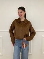 Giacca Crop Scamosciata 5006 Marrone