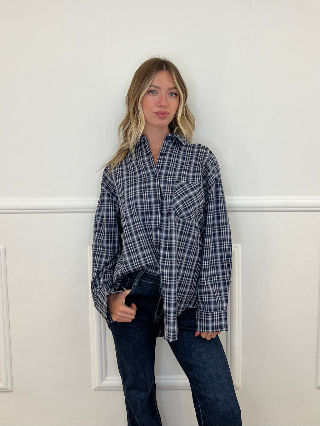 Camicia Over Check 17298 Blu