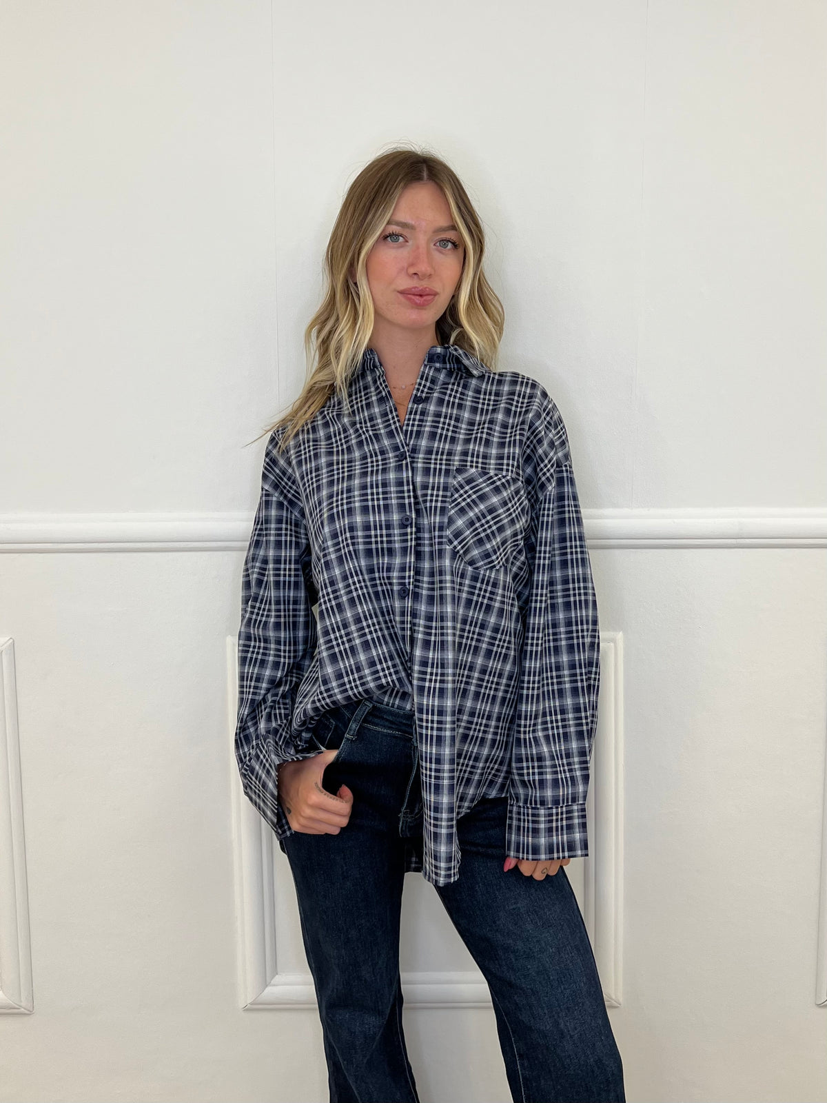 Camicia Over Check 17298 Blu
