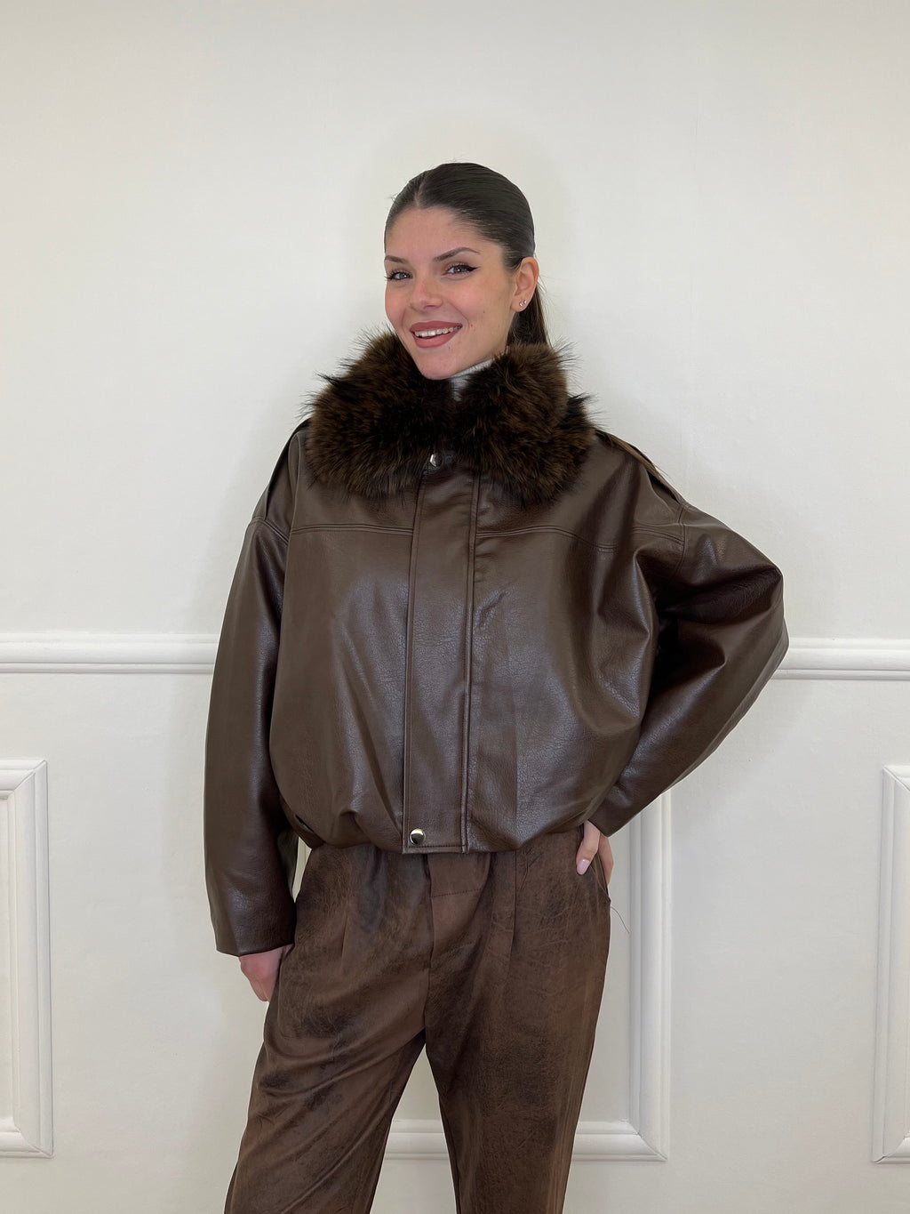 Bomber Collo Pelliccia 19279 Moro