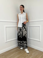 Pantalone Gaucho Paisley Coulisse 801 Nero