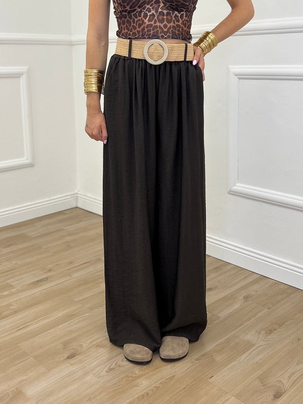 Pantalone Viscosa Strop 3934 Marrone