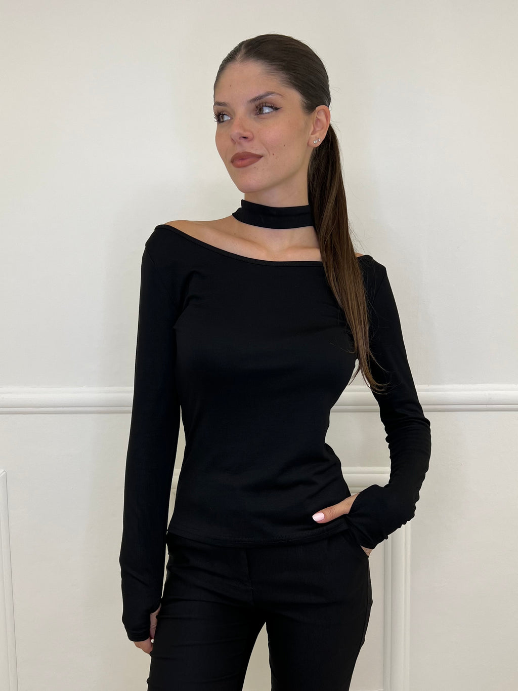 Maglia Choker 3823 Nero - Bazar Abbigliamento