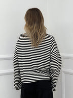 T-shirt Righe Maniche Ampie BM270 Panna e Nero