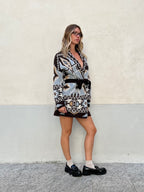 Cappotto Etnico In Lana e Alpaca 10391 Moro e Azzurro