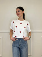 T-shirt Over Con Ricamo Cuori 12659