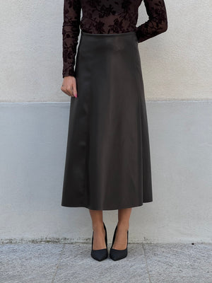 Gonna Midi Ecopelle 8066 Marrone