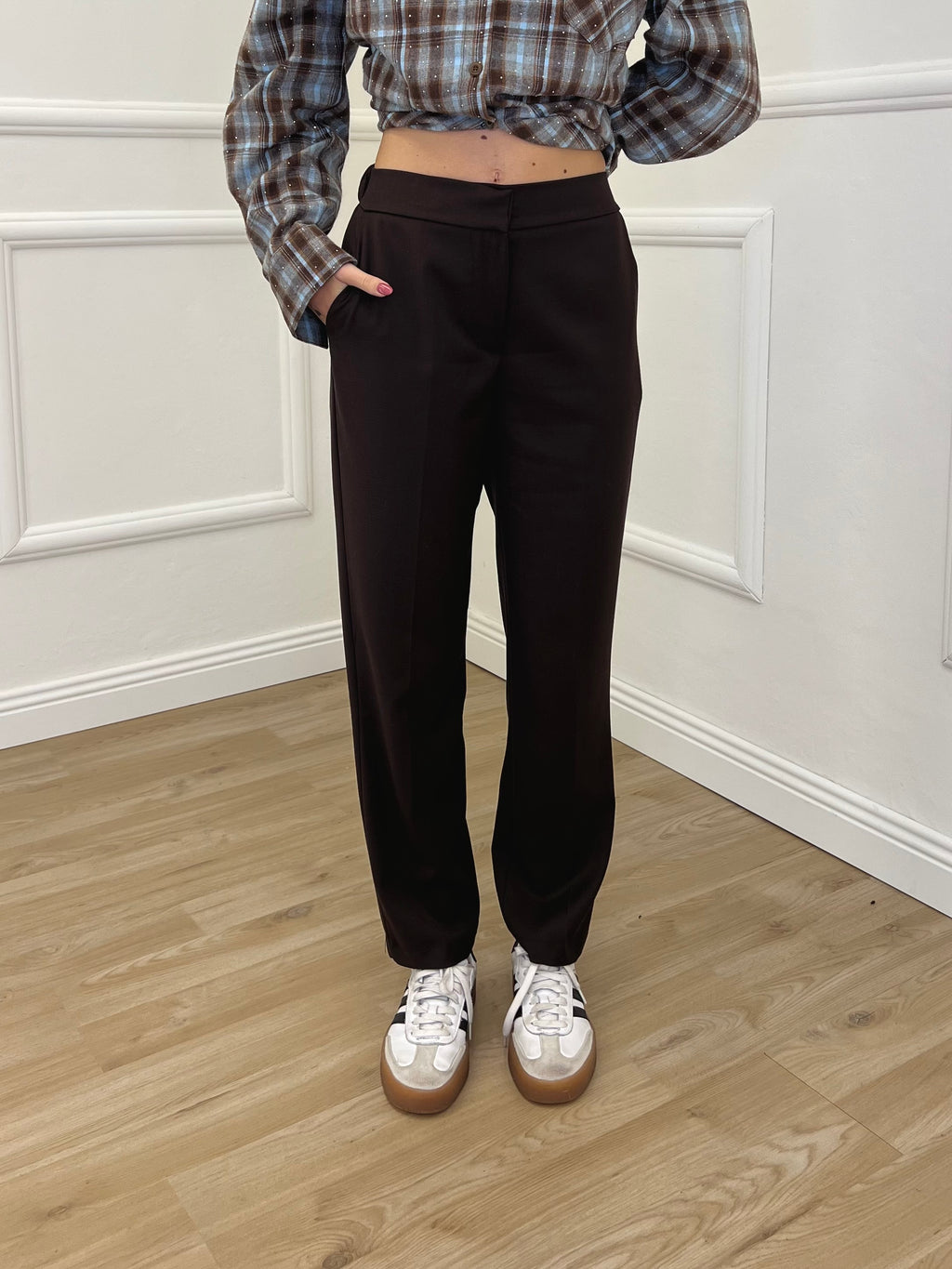 Pantalone Regular Gabardine 83487 Marrone