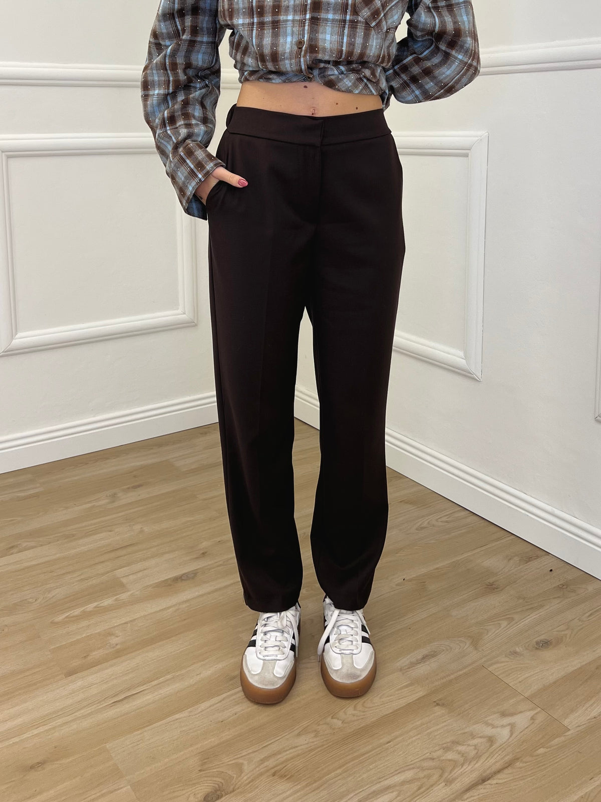 Pantalone Regular Gabardine 83487 Marrone