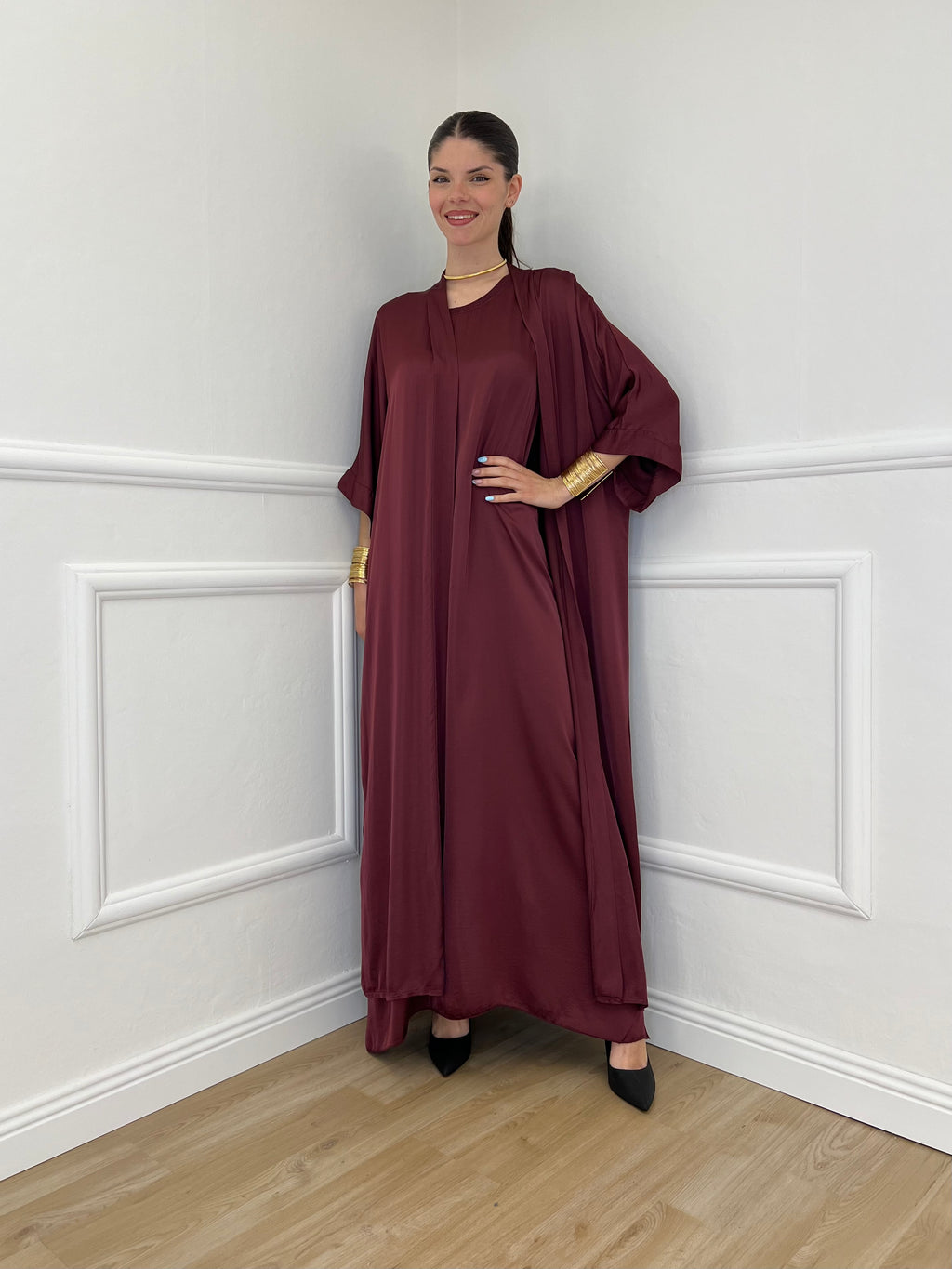 Maxi Cardigan Seta e Viscosa 2603 Burgundy