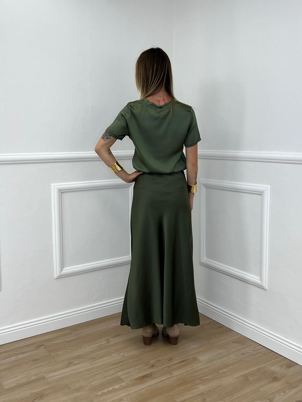 Longuette In Satin 2236 Verde Militare