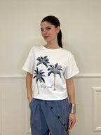 T-shirt Over Palme e Strass
