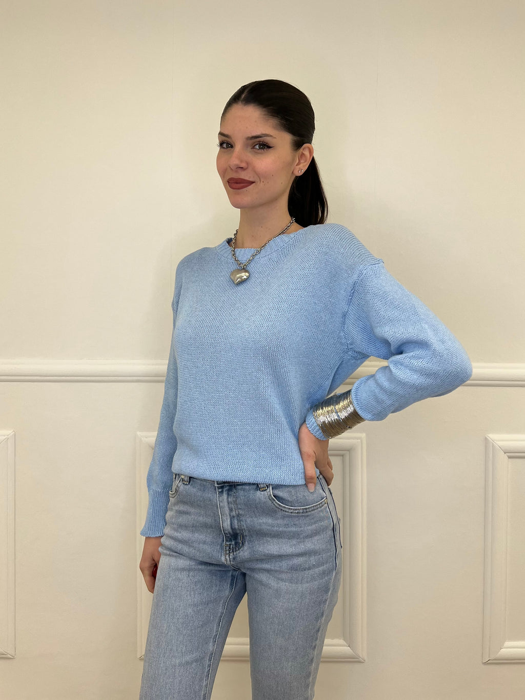 Maglia Over Cotone 3686 Azzurro