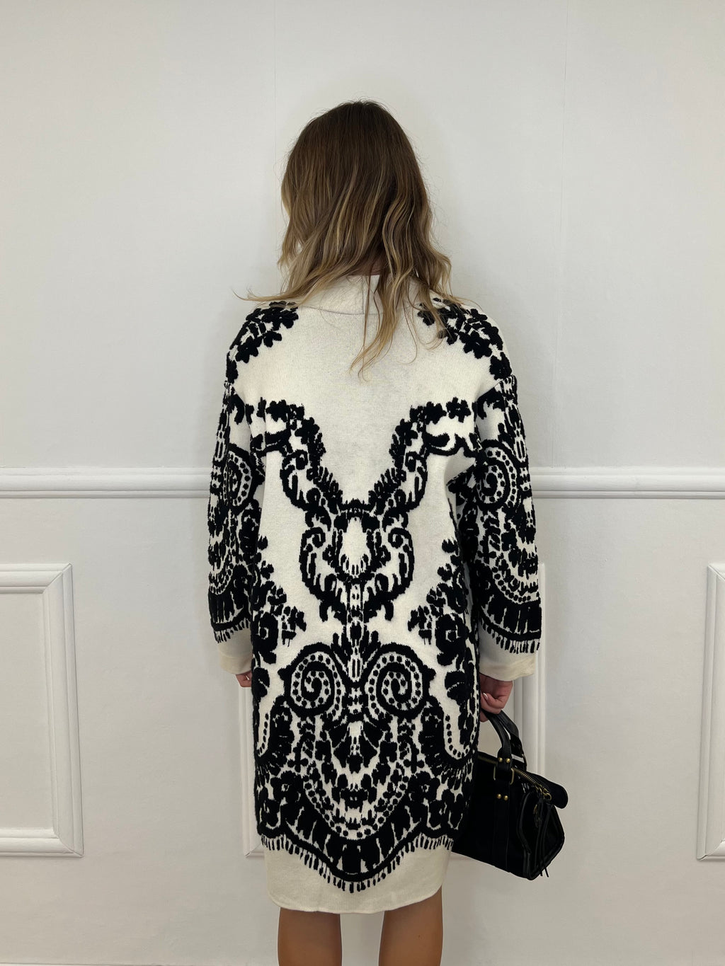Cardigan Cappotto Jacquard 8201 Bianco