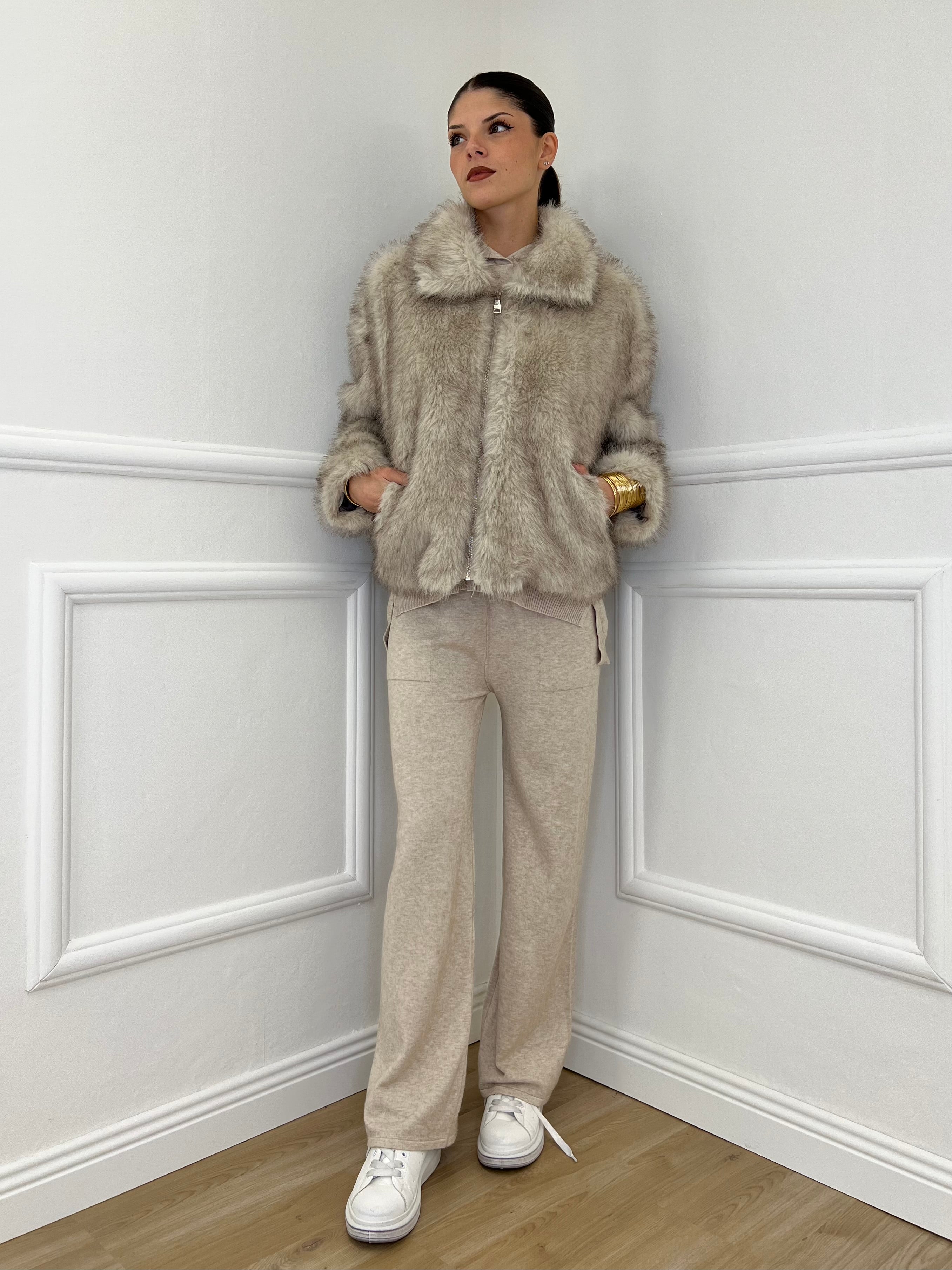 Pelliccia Zip C058 Ecru