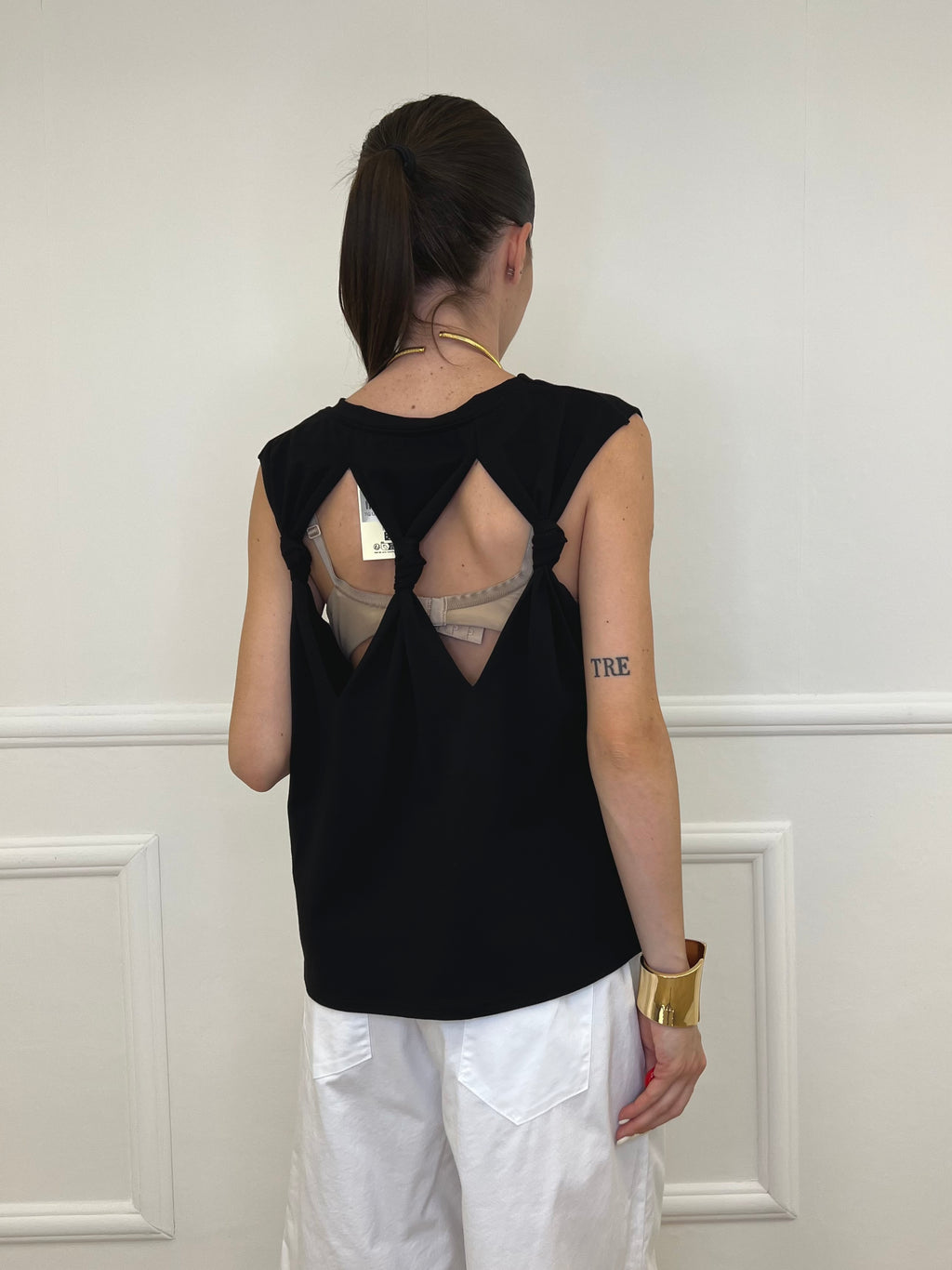 Maglia Spilla Schiena Cut Out 5358 Nero