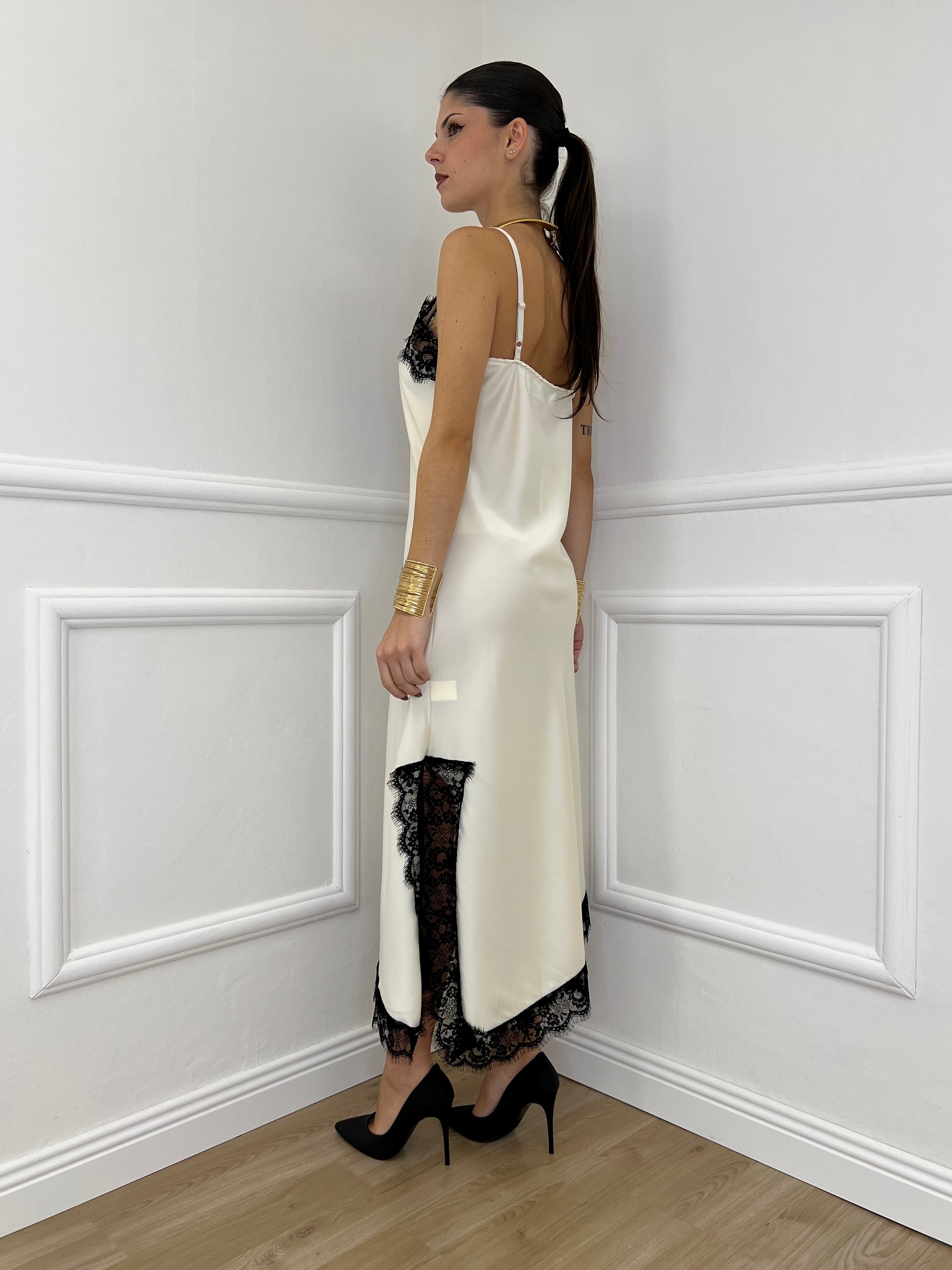 Abito Asimmetrico Pizzo 19690 Panna