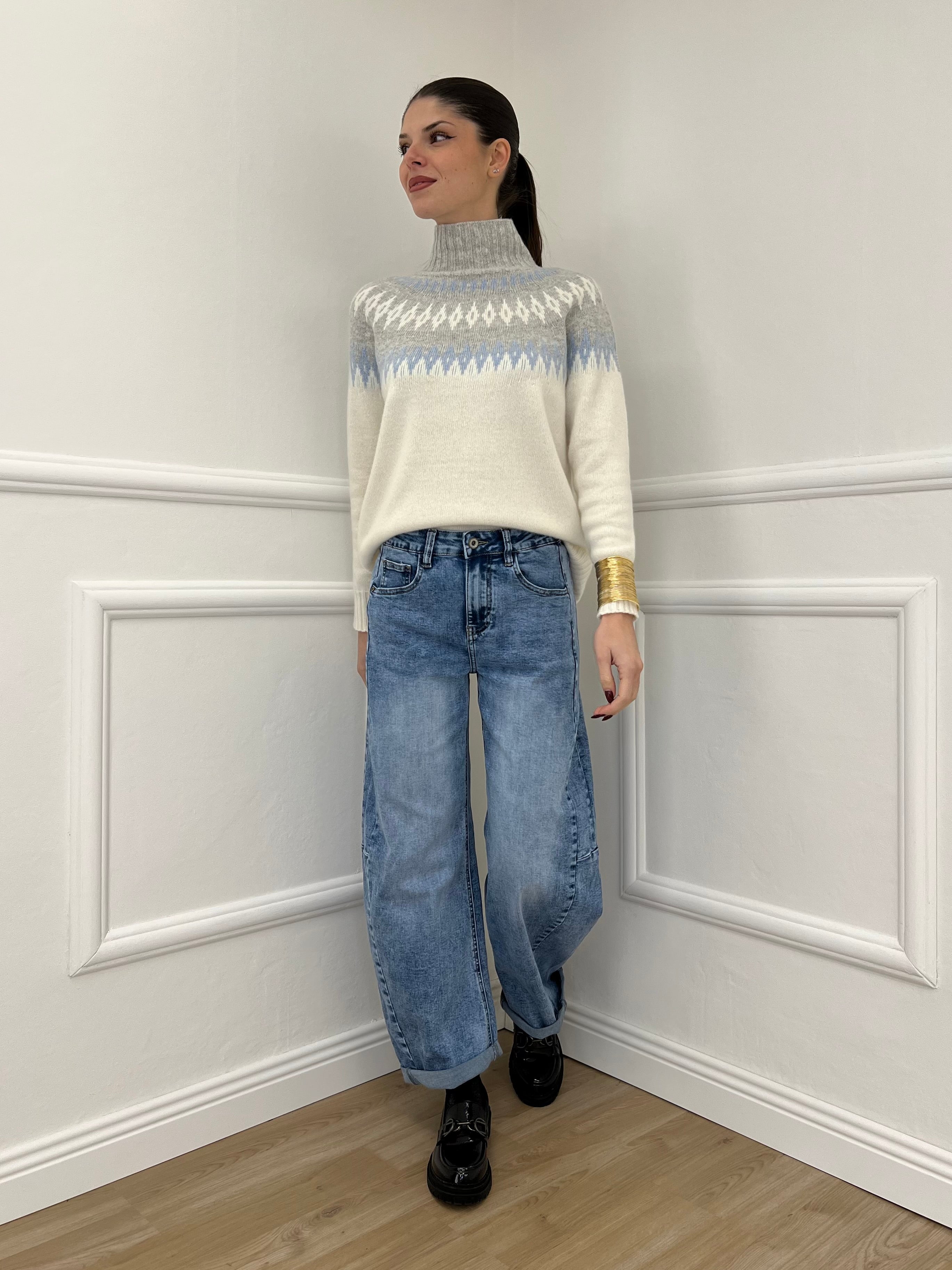 Maglia Norvegese 8240 Panna e Azzurro