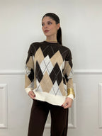 Maglia Over Losanghe L8075 Moro