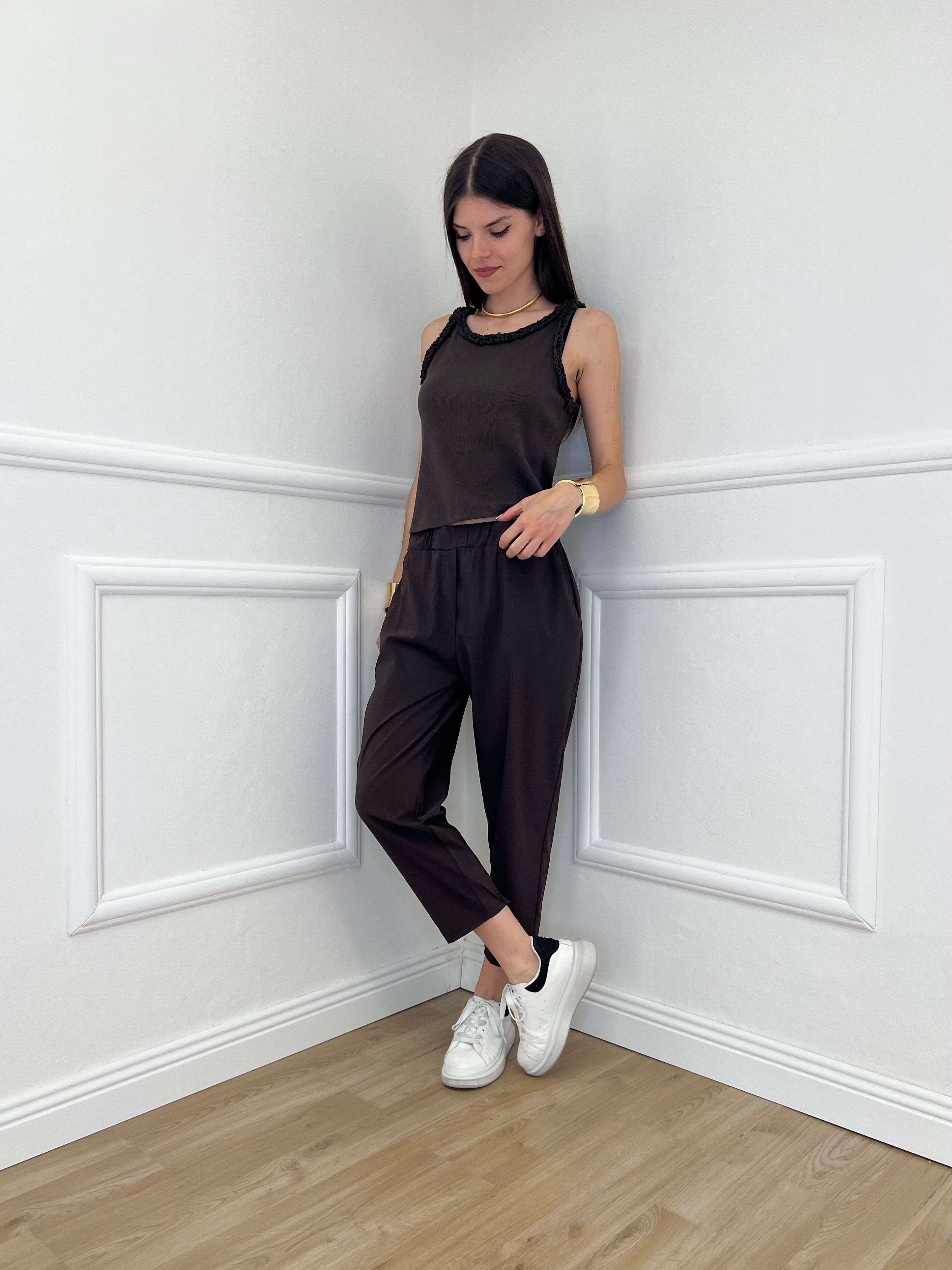 Pantalone Regular Bengalina 9230 Marrone