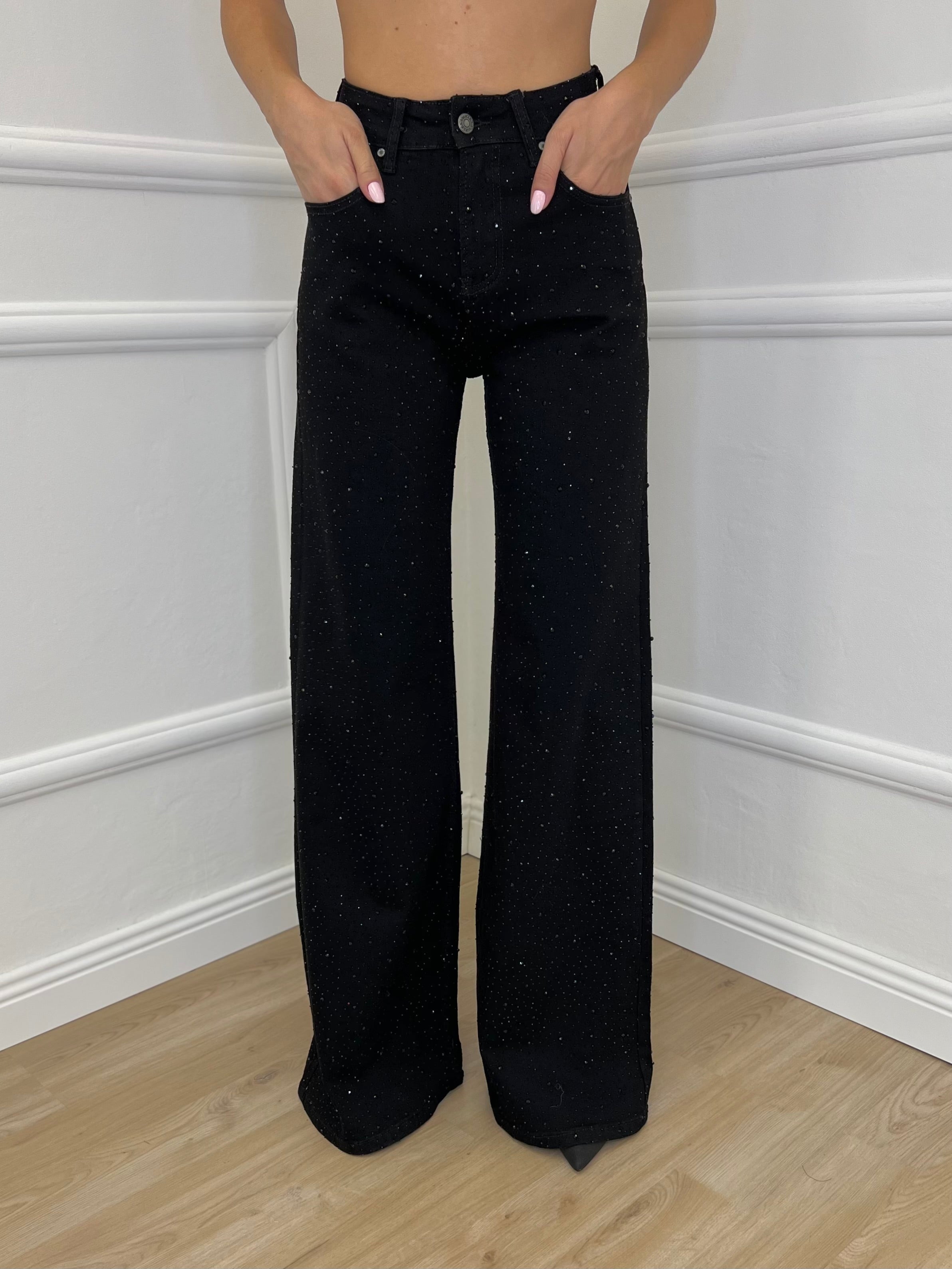 Jeans Strass JK8128 Nero - Bazar Abbigliamento