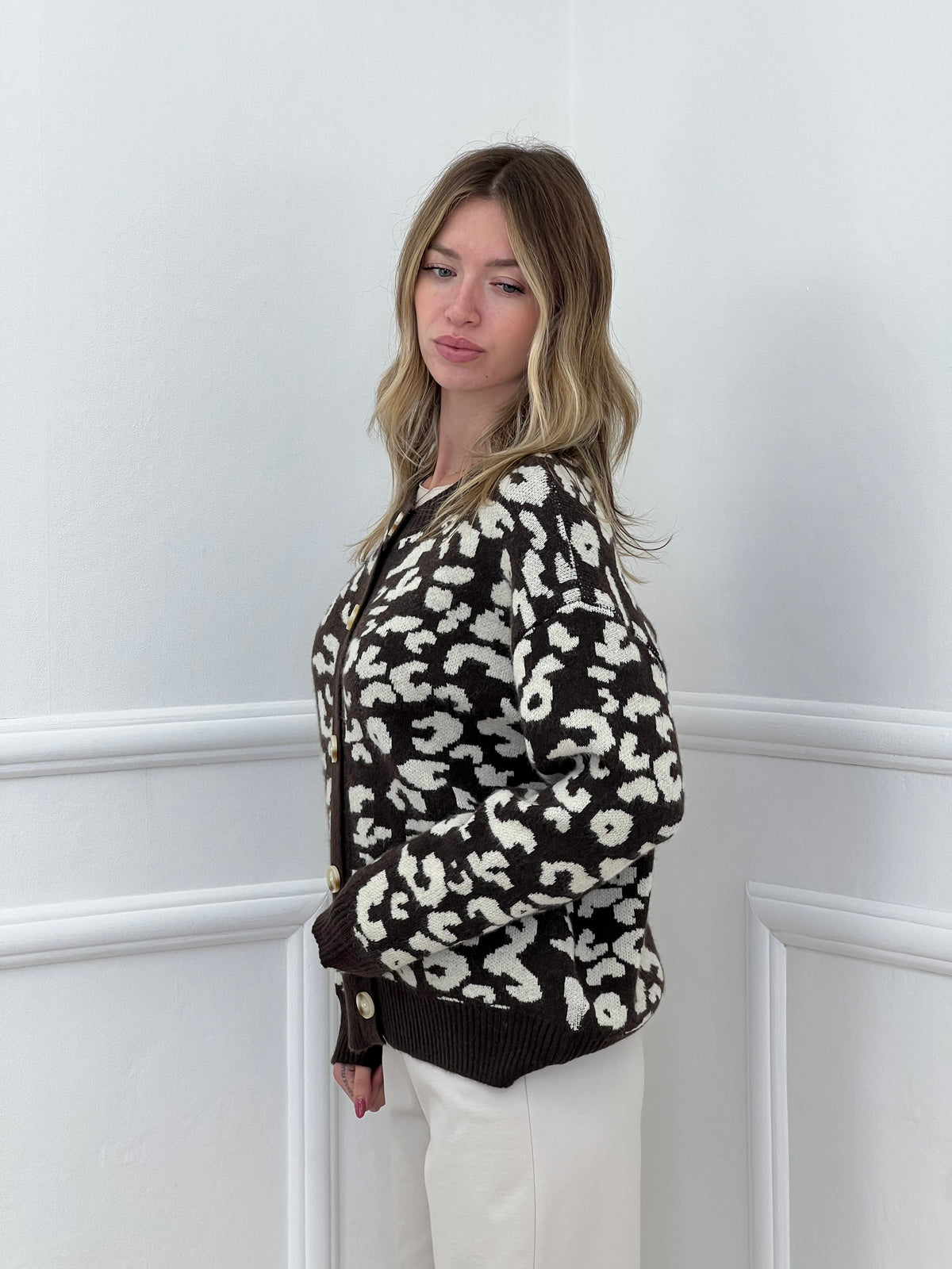 Cardigan Coreana Maculato 1907 Marrone