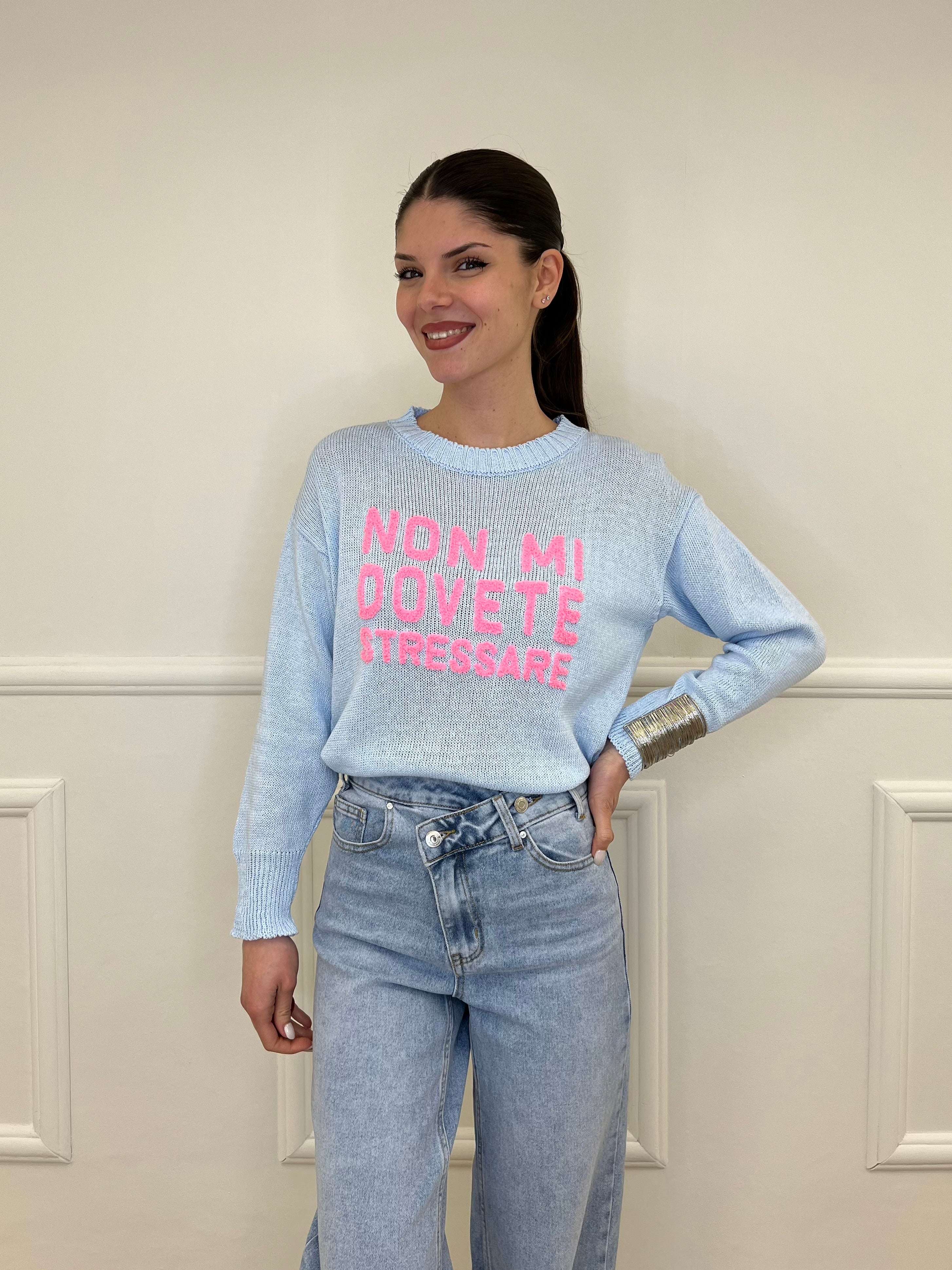 Maglia "Non Mi Dovete Stressare" 3695 Azzurro