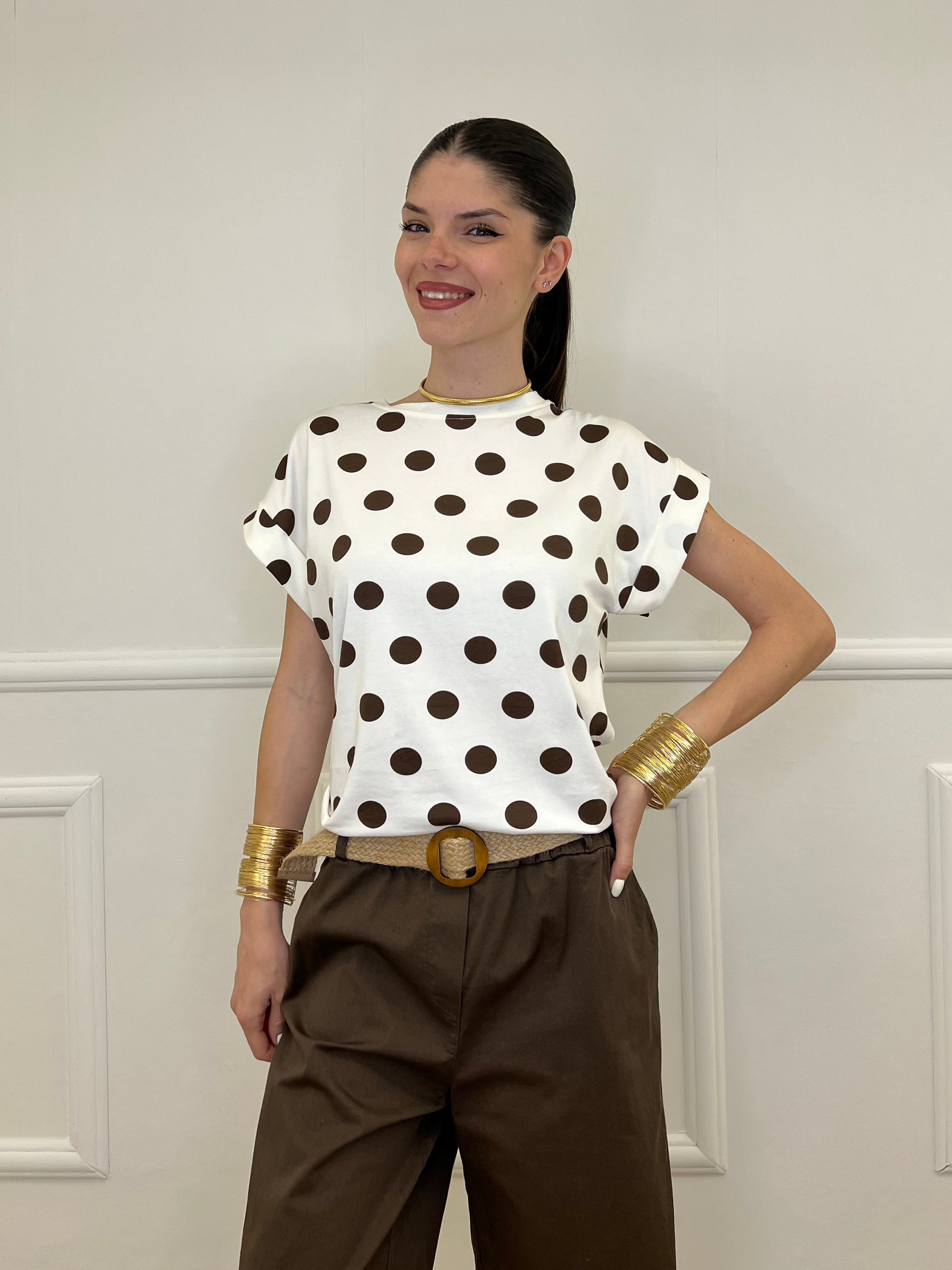 Maglia Over Pois A4305 Marrone