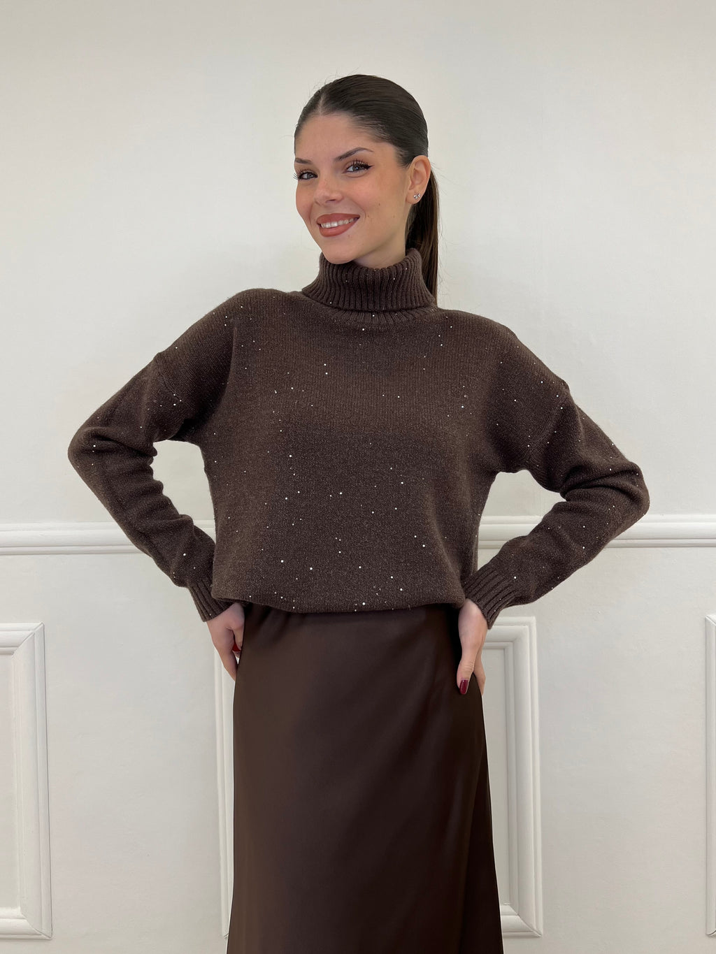 Dolcevita Micro Paillettes 25100 Marrone