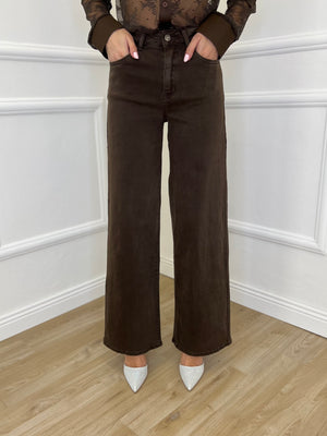 Jeans Palazzo T1001 Caffè - Bazar Abbigliamento