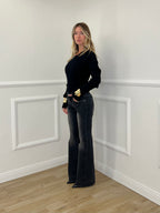 Maglia Maniche Goffrate 7867 Nero