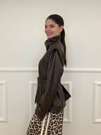 Giacca Over Eco Pelle Cintura 30197 Moro