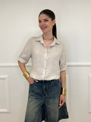 Camicia Over In Lino 1789 Beige