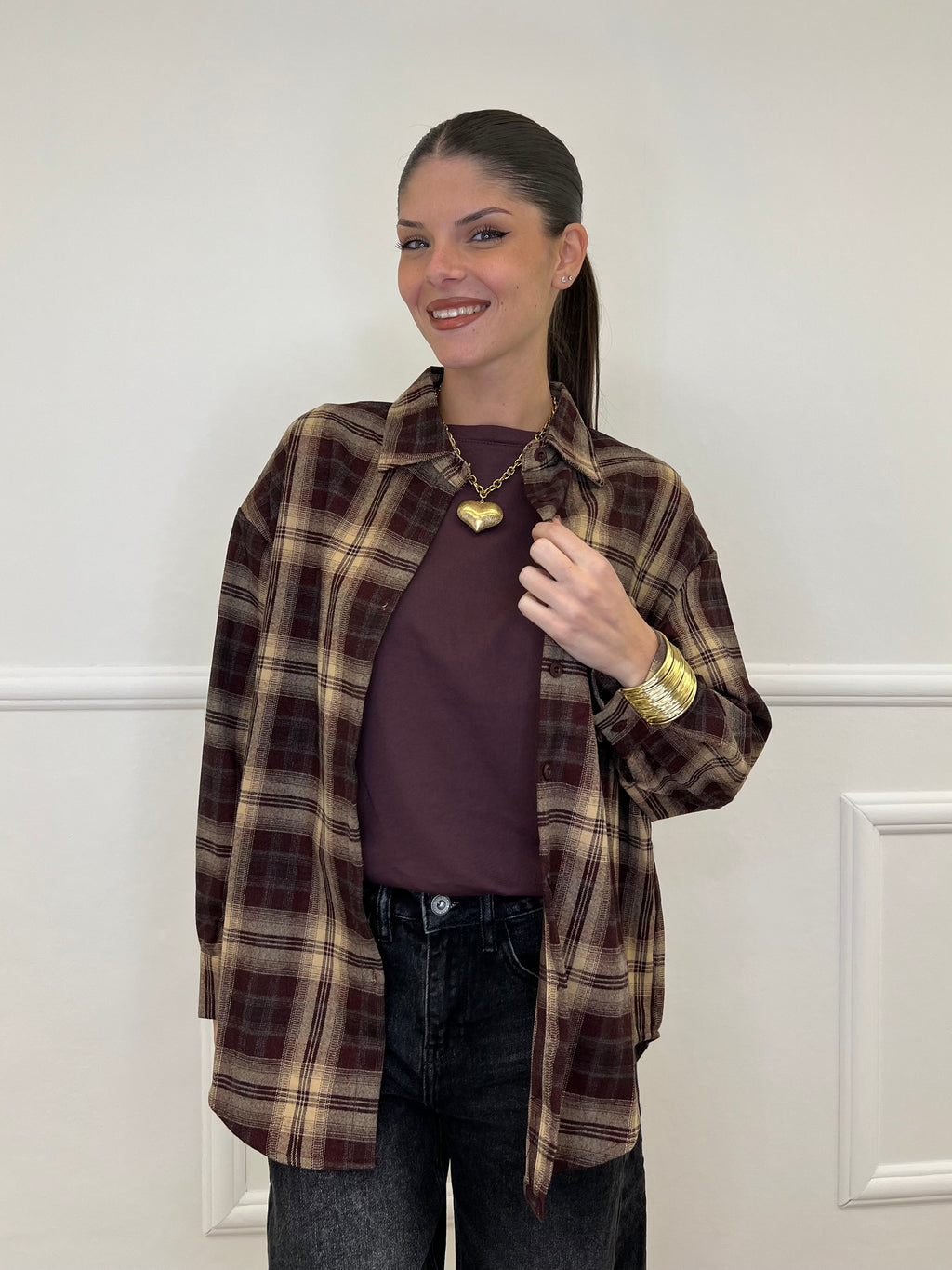 Camicia Over Check 17183 Burgundy